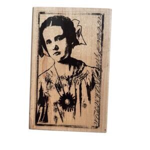 Paperbag Studios Emily rubber Stamp Girl Portrait Vintage Style Wood PBS-109H